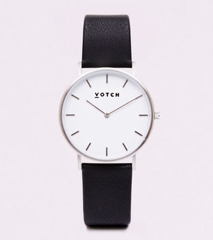 Classic Silver Vegan Leather Watch, 4 of 12