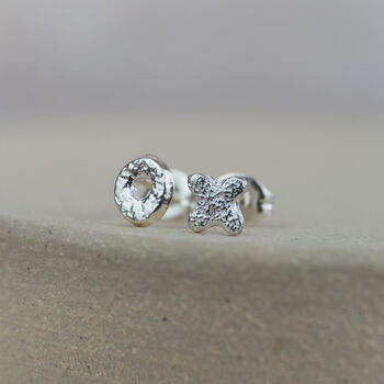 Sterling Silver Mini Hug And Kiss Studs, 4 of 9