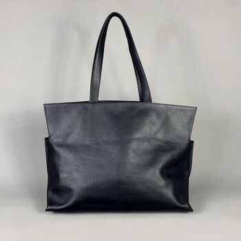Extra Large Maxi Black Leather Carry All Tote Bag, 5 of 10