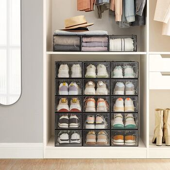Set Of Clear Shoe Boxes Shoe Storage Organisers Rack, 2 of 12