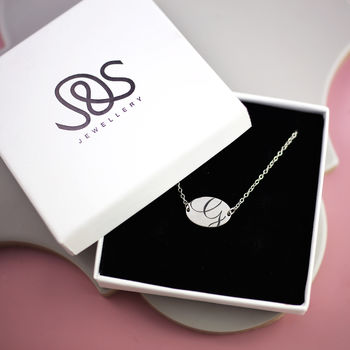 Oval Initial Necklace In Sterling Silver, 5 of 6