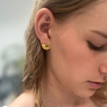 Peridot And Fan Earrings, 2 of 3