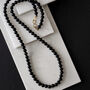 Mens Extra Long Brass And Black Onyx Crystal Necklace, thumbnail 1 of 2