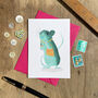 Teal Field Mouse Illustrated Blank Greeting Card, thumbnail 1 of 12