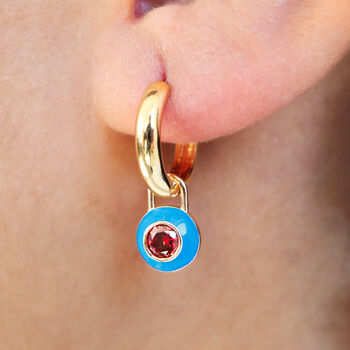 Turquoise And Red Enamel Hoop Earrings, 3 of 5