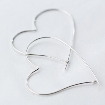 Sterling Silver Large Heart Hoop Earrings, 2 of 5