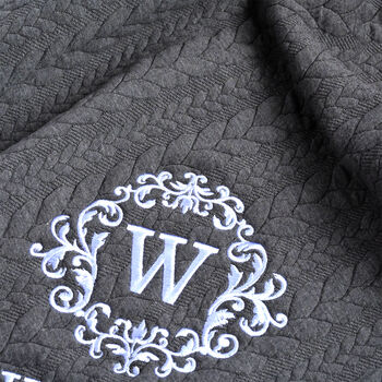 Personalised Grey Cable Blanket With Monogram, 7 of 7