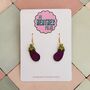The Purple Aubergine Glitter Statement Earrings/ Vegetable Lover Gift / Novelty Food Jewellery / Colourful Accessories, thumbnail 1 of 5