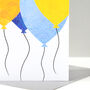 Mustard And Blue Balloons Birthday Card, thumbnail 2 of 9