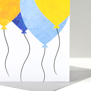 Mustard And Blue Balloons Birthday Card, 2 of 9