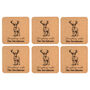 Set Of Six Personalised Stag Square Cork Coasters, thumbnail 3 of 3