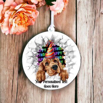 Personalised Cocker Spaniel Birthday Break Through Dog, 6 of 8