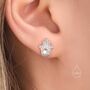 Sterling Silver Moonstone Hamsa Hand Stud Earrings, thumbnail 6 of 10