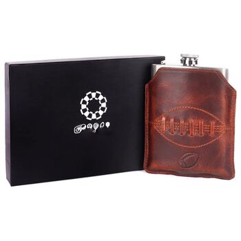 Buffalo Leather Rugby Hip Flask, 3 of 5