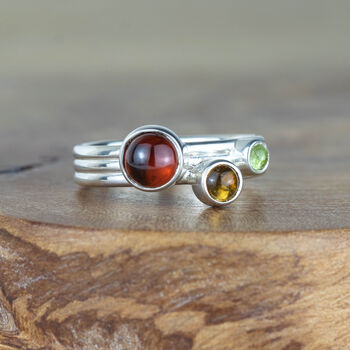 Autumn Garnet, Peridot And Citrine Sterling Silver Ring, 4 of 6