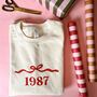 Personalised Bow 'Year' Christmas Unisex Sweater Jumper, thumbnail 3 of 10