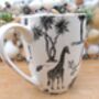Set Of Six China Aspen Mugs In Black Safari Design, thumbnail 8 of 12