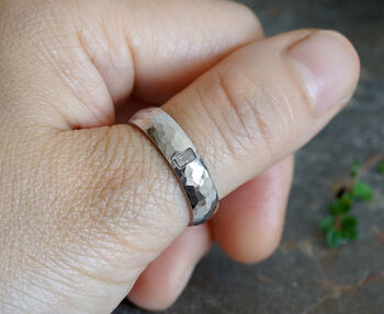 Platinum Wedding Band With A Baguette Diamond, 5 of 5