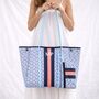 Personalised Geometric Coral Stripe Neoprene Tote Bag Set, thumbnail 2 of 2