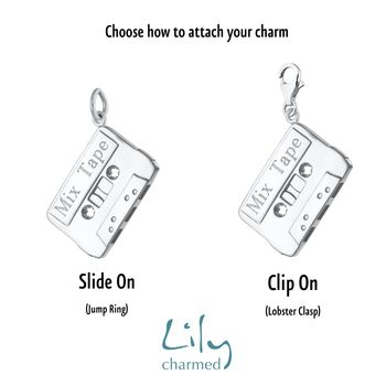 Engraved Sterling Silver Large Cassette Tape Charm, 5 of 7