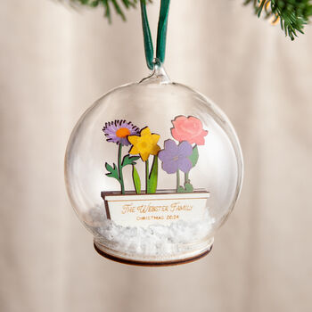 Family Birth Flowers Personalised Christmas Bauble, 2 of 2