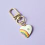 Rainbow Heart Keyring Bag Charm With Enamel And Crystal Detail, thumbnail 2 of 2