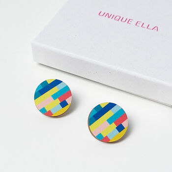 Diagonal Wooden Stud Earrings, 3 of 7