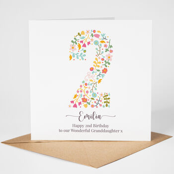 Floral Fun Personalised 2nd Birthday Card, 3 of 5