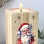 Personalised Any Message Traditional Santa Wooden Tea Light Holder 10cm H X Five.5cm W X Five.5cm D, thumbnail 2 of 6