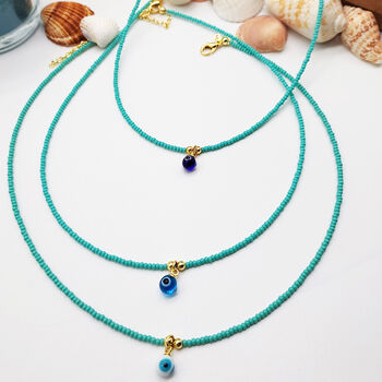 Evil Eye Turquoise Beaded Necklace, 3 of 6