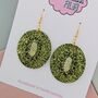 Kiwi Glitter Resin Earrings, thumbnail 3 of 4