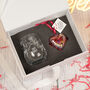 Bows And Hearts Valentine's Or Anniversary Stemless Glass With Red Heart Gift Set, thumbnail 1 of 7