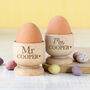 Personalised Couples Mr And Mrs Wooden Egg Cup Set, thumbnail 3 of 3