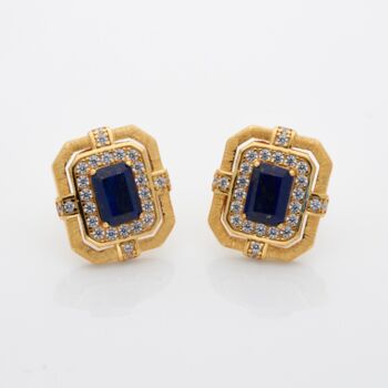 Lapis Lazuli 18k Gold Plated Stud Earrings, 3 of 4