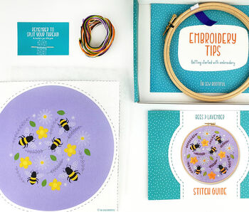 Bees And Lavender Embroidery Kit, 4 of 8
