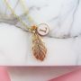 Golden Feather And Initial Necklace Gift For Her, thumbnail 1 of 3