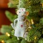 Nurse Mouse Felt Christmas Decoration, thumbnail 1 of 2