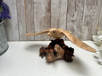 Hand Carved Wooden Soaring Eagle Sculpture Ornament, 4 of 12