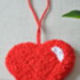 Red Heart Punch Needle Bag Charm And Car Mirror Hanging, thumbnail 3 of 4