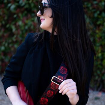 Gothic Red Rose Bag Strap | Extra Long Crossbody Replacement Bag Strap, 4 of 6