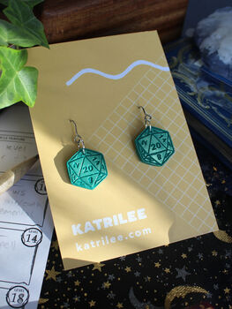 D20 Dice Stainless Steel Dangle Earrings, 4 of 8