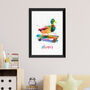 Personalised Watercolour Duck Skateboarding Print, thumbnail 8 of 12