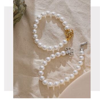 Cannes D'or Gold Pearl Ombré V Gala Flower Jewel Lock Gift Bracelet, 2 of 4