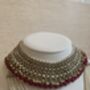 Indian Kundan Silver Maroon Pearl Mala Set, thumbnail 9 of 9