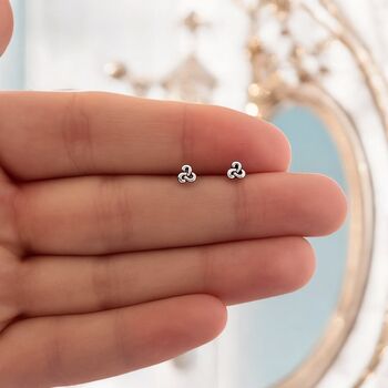 Tiny Sterling Silver Celtic Knot Stud Earrings, 6 of 10