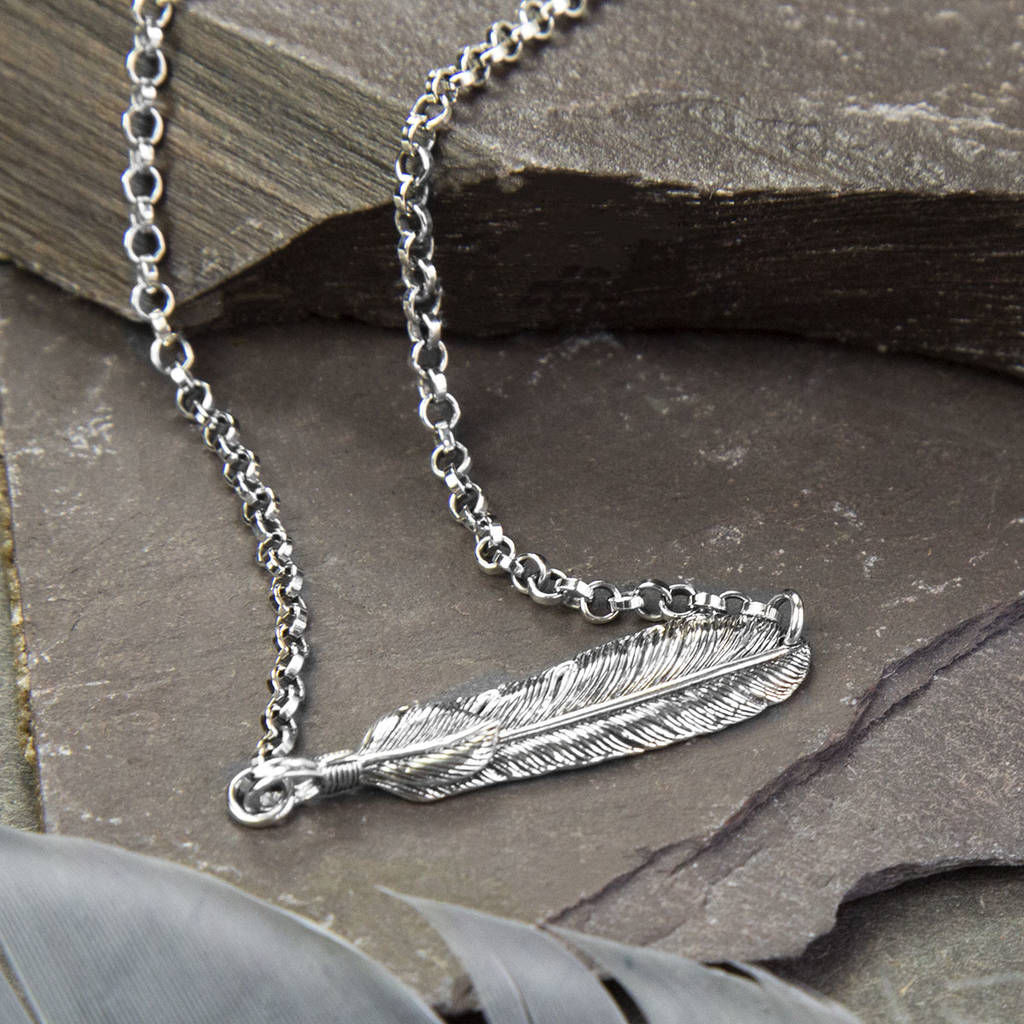 Sterling Silver Oxidised Feather Necklace By Martha Jackson Sterling Silver