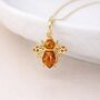Personalised Gold Plated Sterling Silver Amber Bee Pendant Necklace, thumbnail 1 of 9