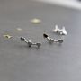 Silver Linked Hearts Climber Stud Earrings, thumbnail 2 of 7