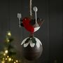 Robin On A Christmas Pudding Hanging Decoration, thumbnail 1 of 2