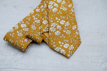 Liberty Capel Mustard Handmade Personalised Wedding Tie Adults And Childs, 3 of 5